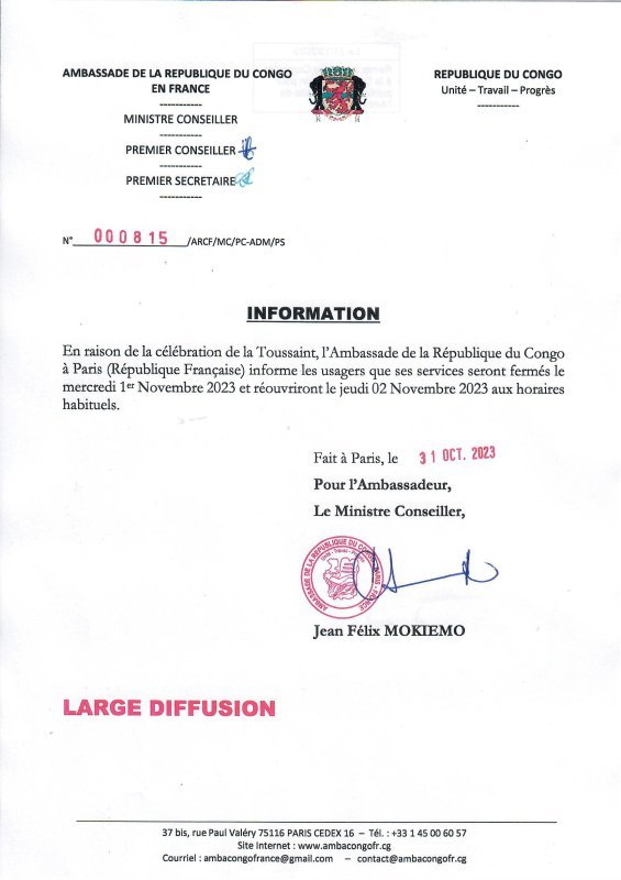 Information sur la journée du 1er novembre 2023